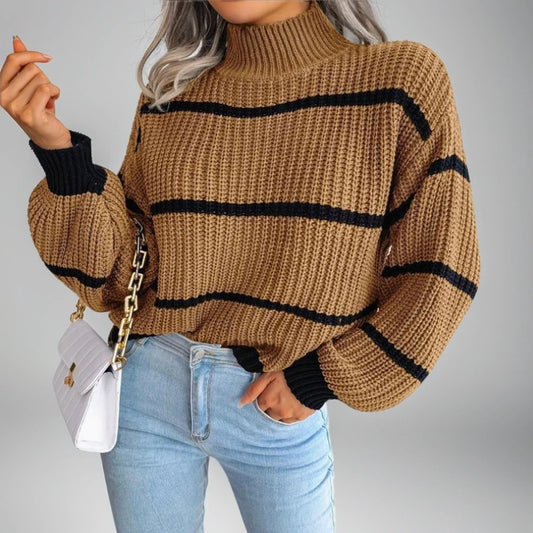 Chavala - Stripes Turtleneck Pullover