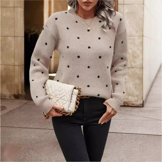 Ava - Polka Dot Pattern Knitted Pullover