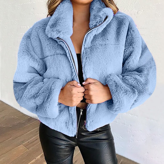Zara - Sand-up Collar Zipper Coat