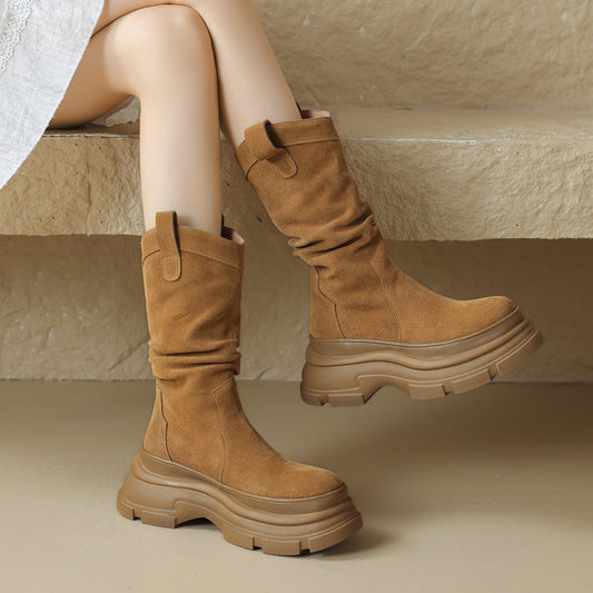 Aerith - Thick Leather Boots