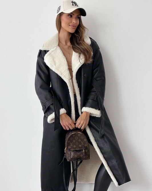 Maria - Long Jacket with Fleece Lining & Teddy Collars