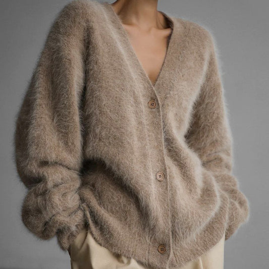 Dahlia - Cozy Fluffy Buttoned Cardigan
