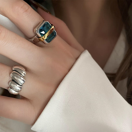 Blue Zircon Silver Ring
